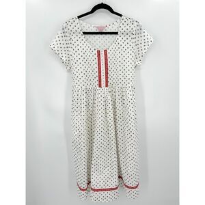 APRIL CORNELL Vintage White Red Floral Pleated Prairie Cottage Midi Dress Medium